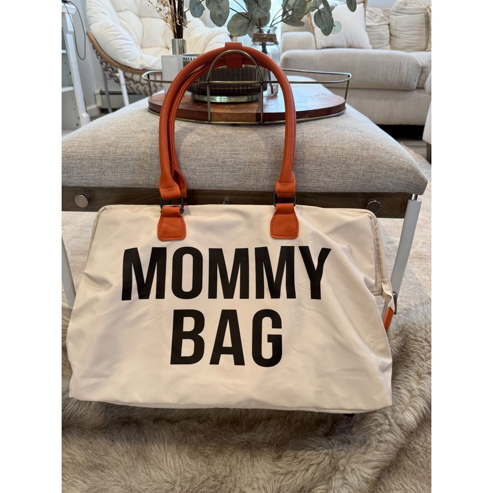 Mommy Bag Black Nylon Duffel Weekender Travel Diaper Bag with Trolley Sleeve